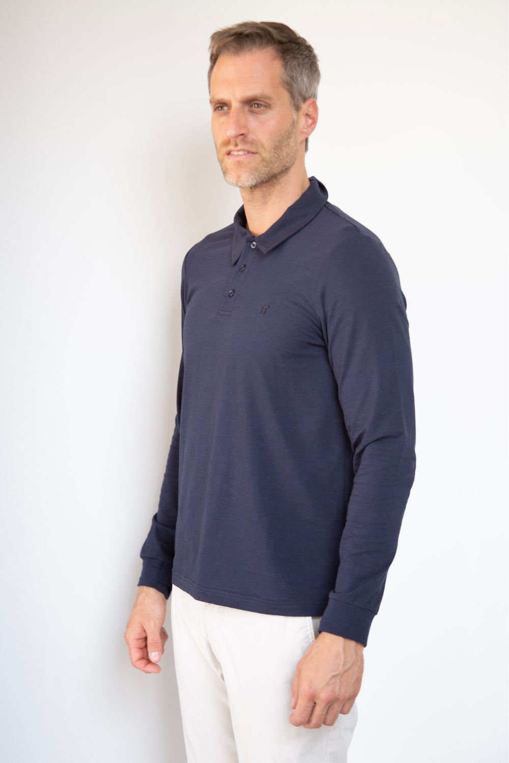 Polo anti-UV manches longues homme Bleu Océan Nuvées - KER SUN