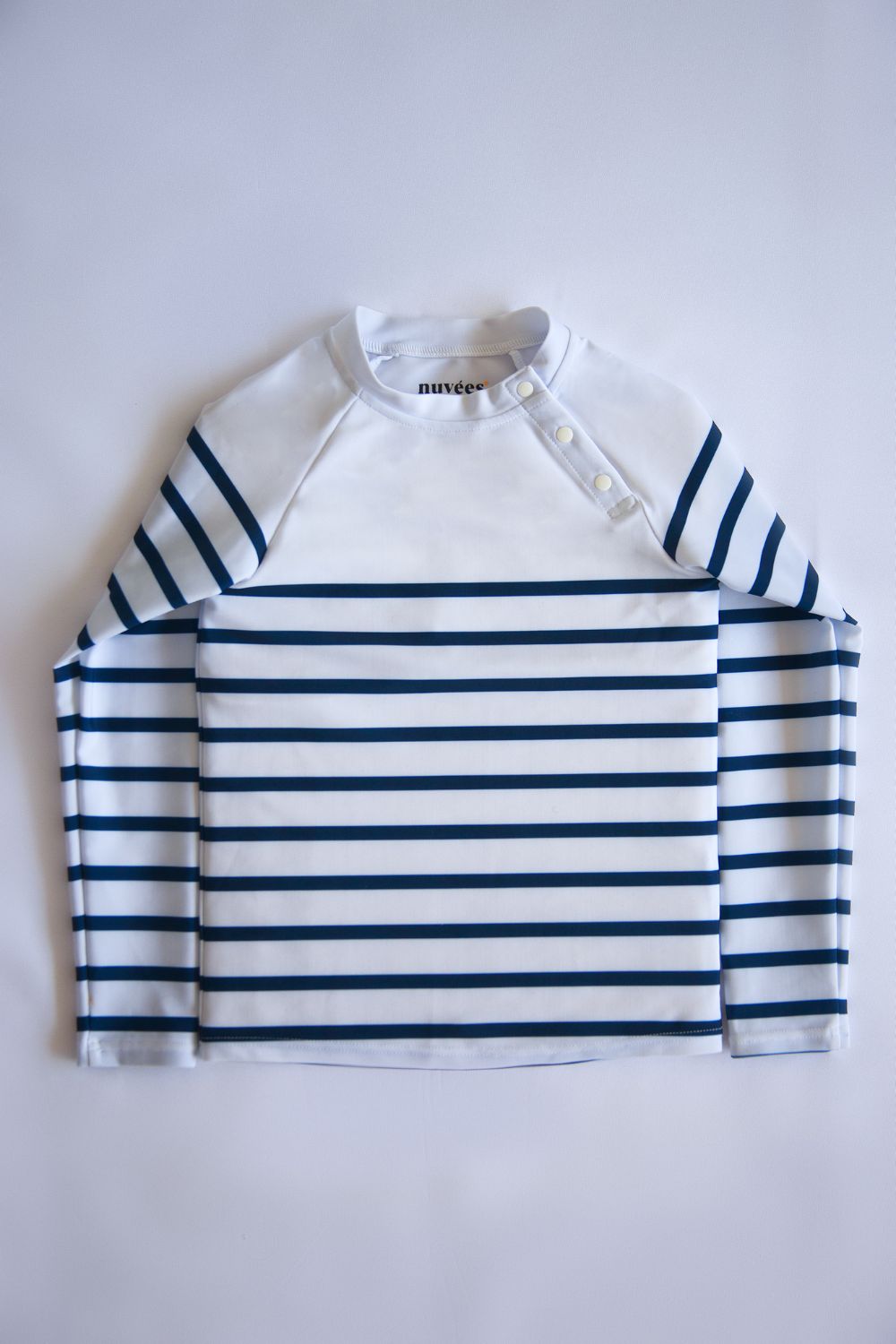 T-shirt anti-UV bébé marin blanc cassé et bleu - 6 à 24 mois, fabriqué en  France